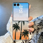 For Samsung Galaxy Z Flip8 Case Sunset Coconut Palm Pattern Shockproof PC Phone Cover