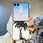 For Samsung Galaxy Z Flip8 Case Sunset Coconut Palm Pattern Shockproof PC Phone Cover