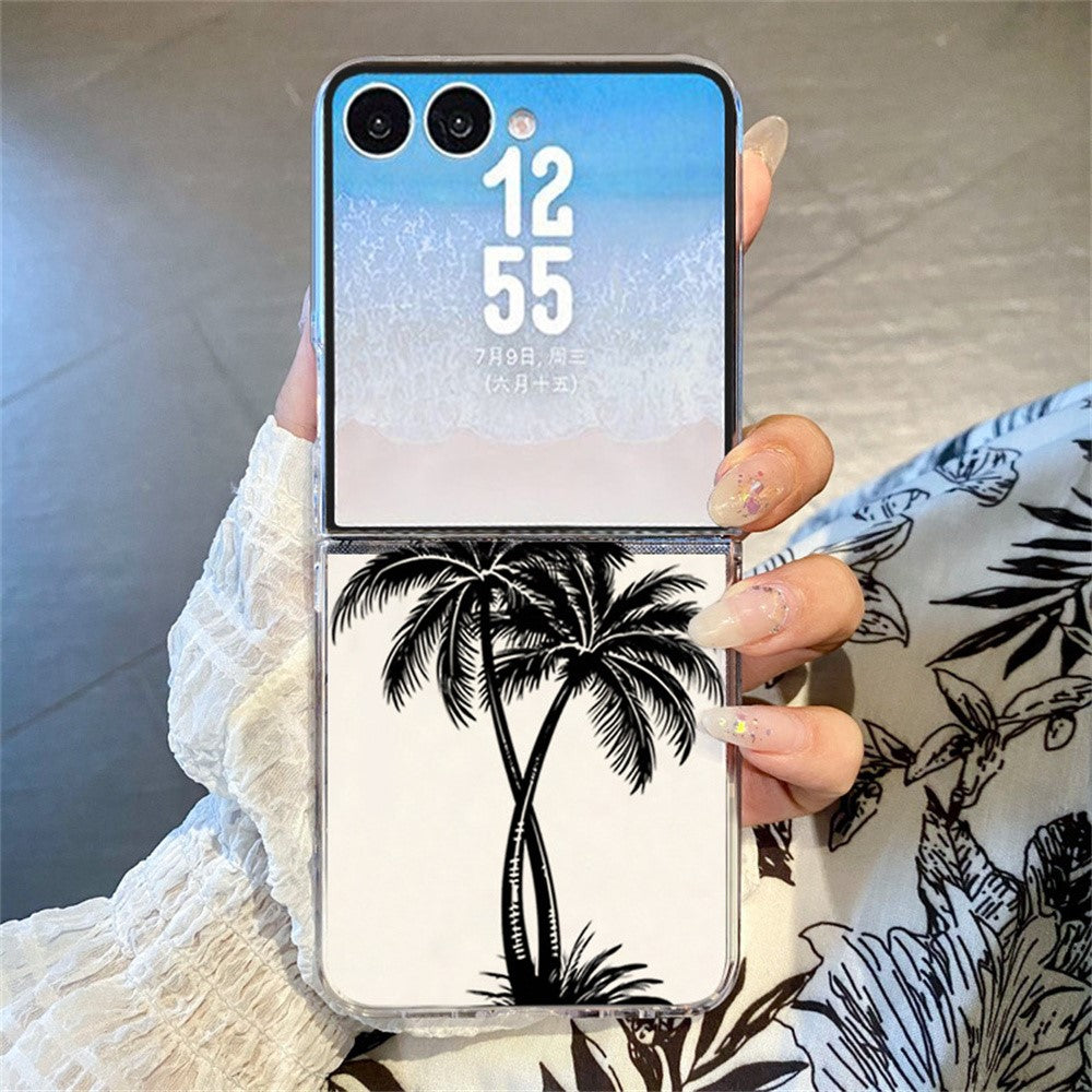For Samsung Galaxy Z Flip8 Case Sunset Coconut Palm Pattern Shockproof PC Phone Cover