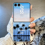 For Samsung Galaxy Z Flip8 Case Sunset Coconut Palm Pattern Shockproof PC Phone Cover