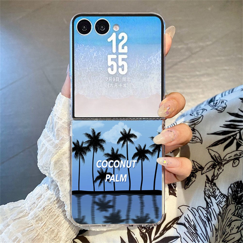 For Samsung Galaxy Z Flip8 Case Sunset Coconut Palm Pattern Shockproof PC Phone Cover