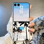 For Samsung Galaxy Z Flip8 Case Sunset Coconut Palm Pattern Shockproof PC Phone Cover