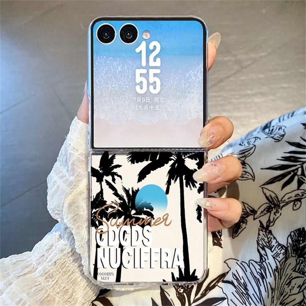 For Samsung Galaxy Z Flip8 Case Sunset Coconut Palm Pattern Shockproof PC Phone Cover