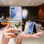 For Samsung Galaxy Z Flip8 Case Butterfly Pattern Hinge Protection Transparent PC Phone Cover