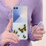 For Samsung Galaxy Z Flip8 Case Butterfly Pattern Hinge Protection Transparent PC Phone Cover