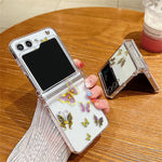 For Samsung Galaxy Z Flip8 Case Butterfly Pattern Hinge Protection Transparent PC Phone Cover