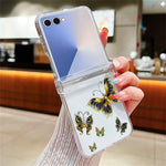 For Samsung Galaxy Z Flip8 Case Butterfly Pattern Hinge Protection Transparent PC Phone Cover