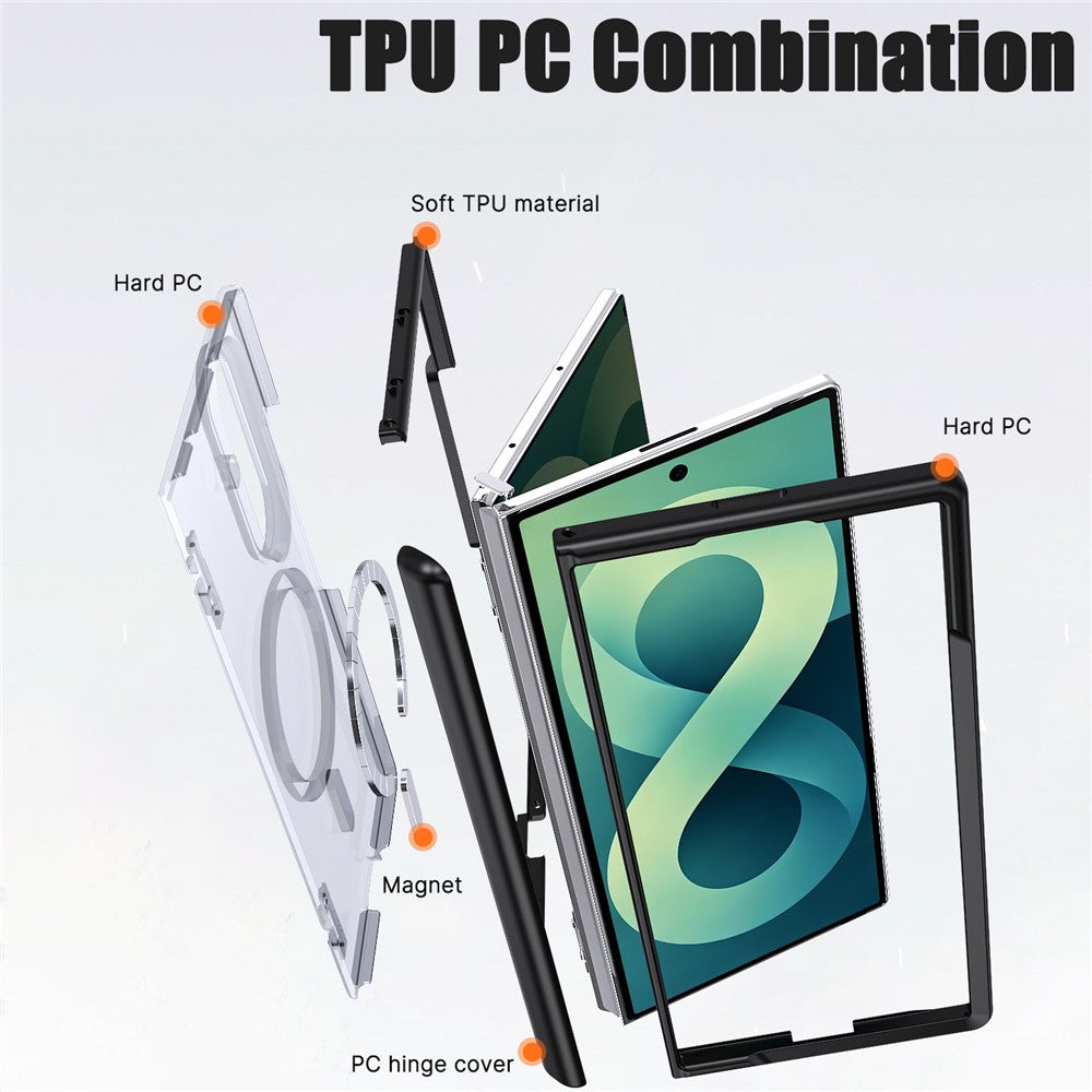 For Samsung Galaxy Z Fold8 Ultra / Z Fold7 5G Magnetic Case Spring Hinge Anti Drop Matte PC + TPU Phone Cover