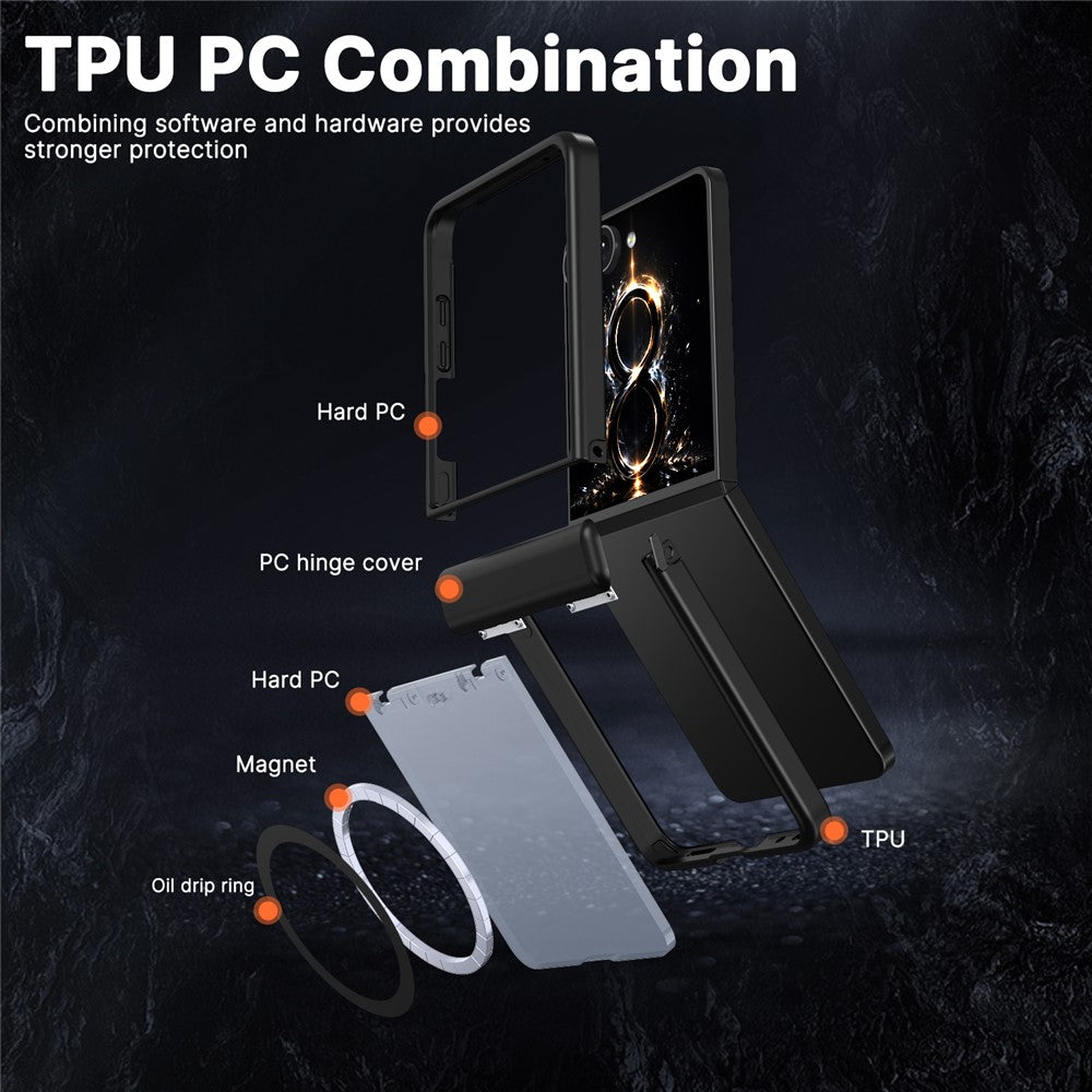 For Samsung Galaxy Z Flip8 / Z Flip7 5G Magnetic Case Spring Hinge Anti-Drop Matte PC + TPU Phone Cover