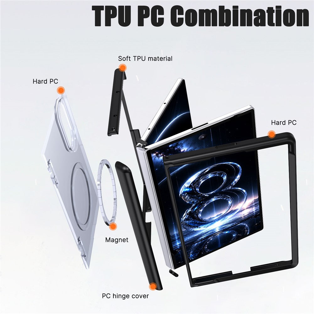Til Samsung Galaxy Z Fold8 Magnetisk Etui Fjederhængsel Anti-fald Mat PC + TPU Telefoncover