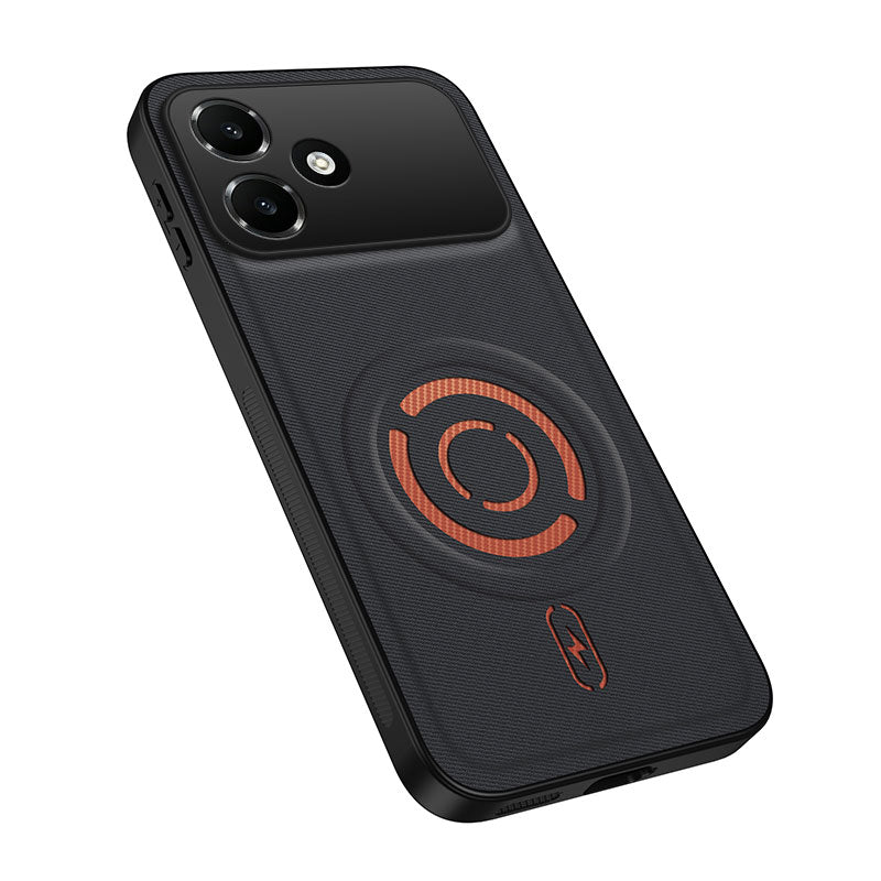 WANLONFENG til Oppo A6c 4G KJB Series Magnetisk Cover i Tech-stof Tekstur PC+TPU Stødsikkert Telefoncover