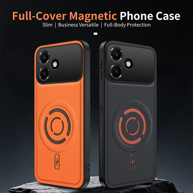WANLONFENG til Oppo A6c 4G KJB Series Magnetisk Cover i Tech-stof Tekstur PC+TPU Stødsikkert Telefoncover