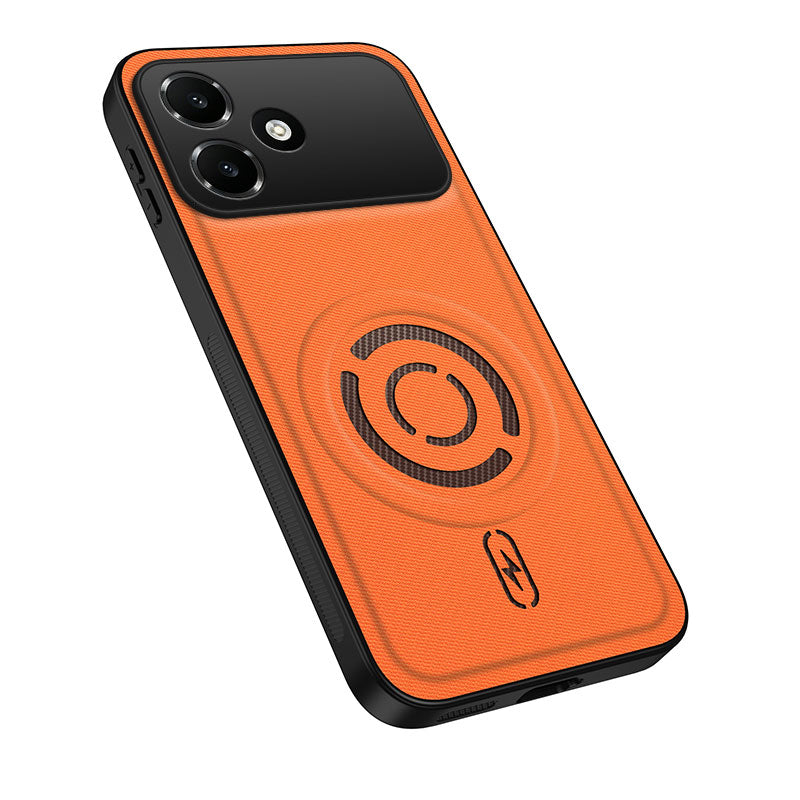 WANLONFENG til Oppo A6c 4G KJB Series Magnetisk Cover i Tech-stof Tekstur PC+TPU Stødsikkert Telefoncover