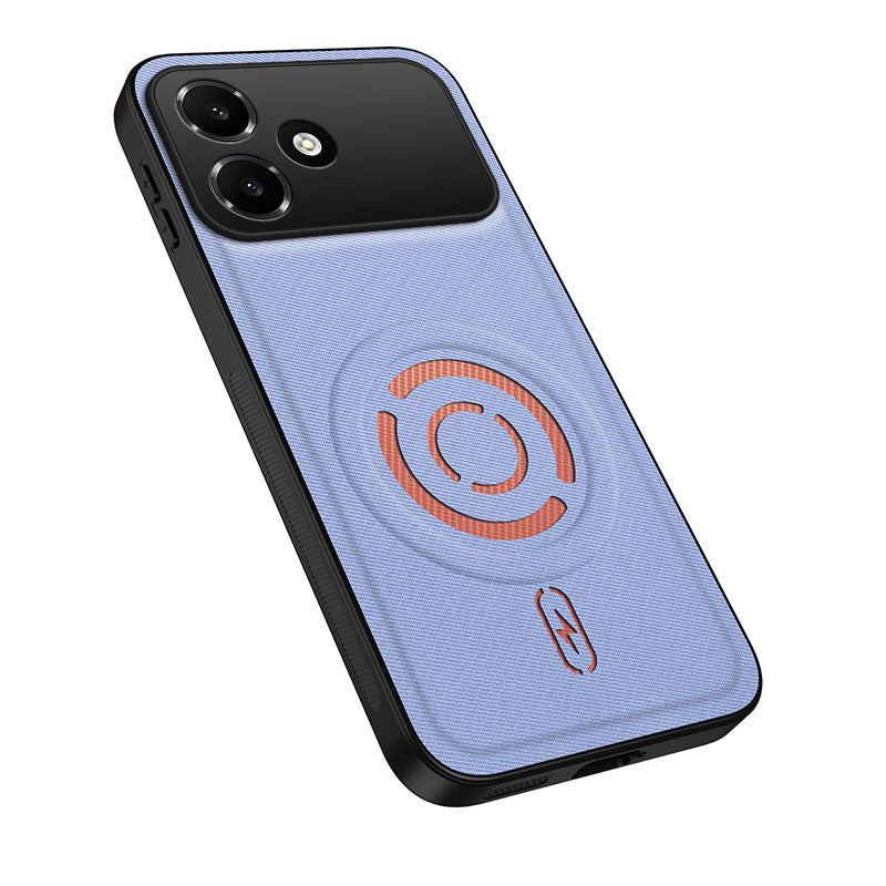 WANLONFENG til Oppo A6c 4G KJB Series Magnetisk Cover i Tech-stof Tekstur PC+TPU Stødsikkert Telefoncover