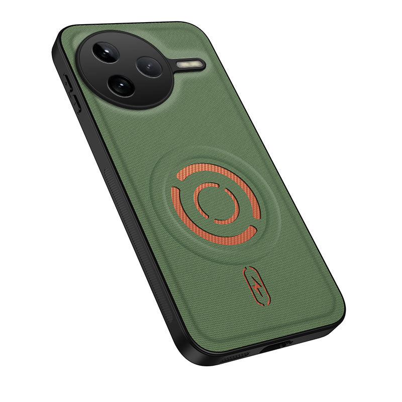 WANLONFENG för Xiaomi Redmi K80 5G / Xiaomi Poco F7 Pro 5G KJB-serien Magnetiskt skal Tech Tyg Textur PC+TPU Stötsäkert mobilskal