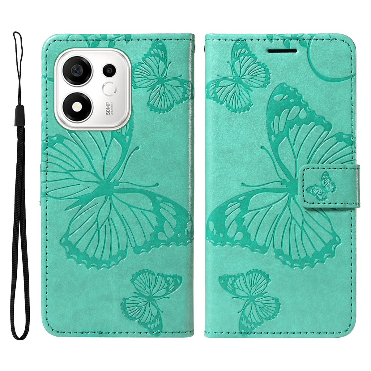 For Honor 600 Smart 5G / Honor X7e Plus 5G Wallet Case Floral Butterfly Imprinted Leather Phone Cover Stand
