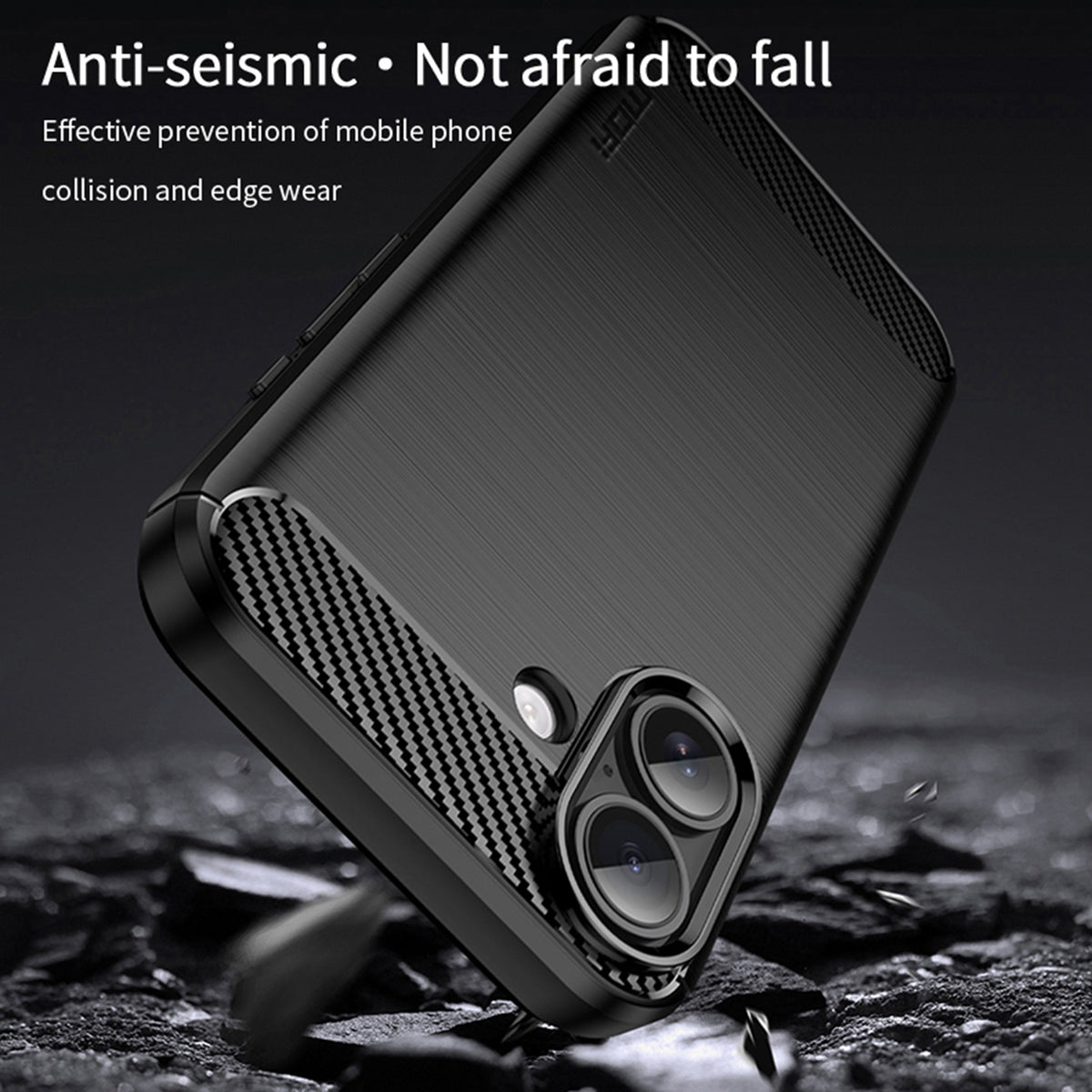 MOFI til iPhone 18 Bagcover Børstet Tekstur Kulfiber Blødt TPU Cover