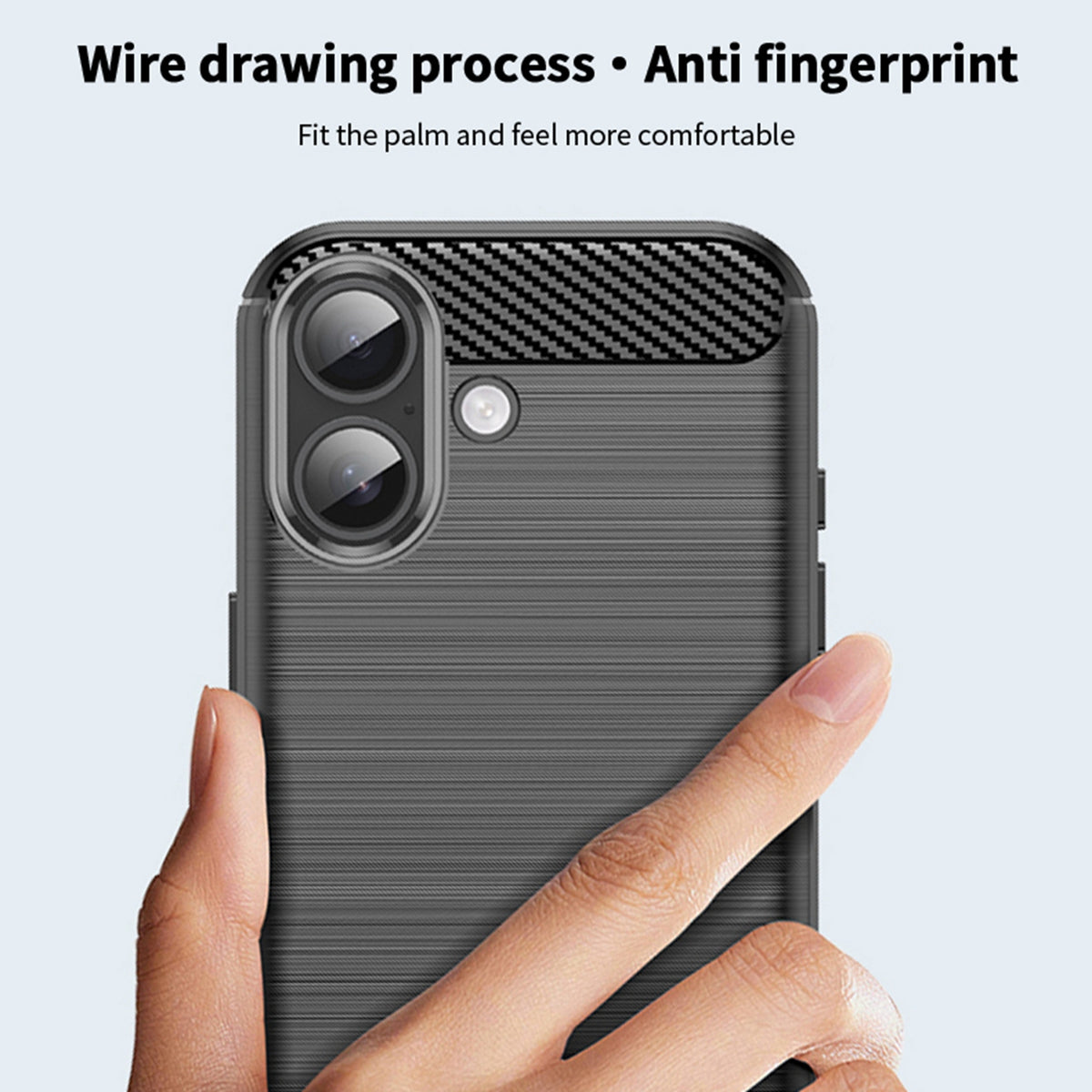 MOFI til iPhone 18 Bagcover Børstet Tekstur Kulfiber Blødt TPU Cover