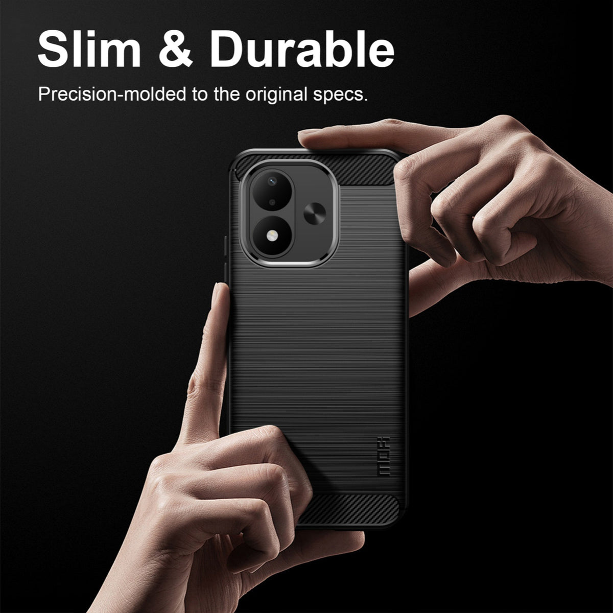 MOFI för Xiaomi Redmi Note 17 4G (Global) / Note 17 5G (Global) / Note 17 (Indien / Kina) 5G Bakstycke Borstad Textur Kolfiber Mjukt TPU-skal