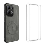 WANLONFENG för Xiaomi Redmi 17 5G / Xiaomi Redmi 17 4G SD-serien Magnetiskt skal Nappatextur PC TPU mobilskal med 2 st. skärmfilm