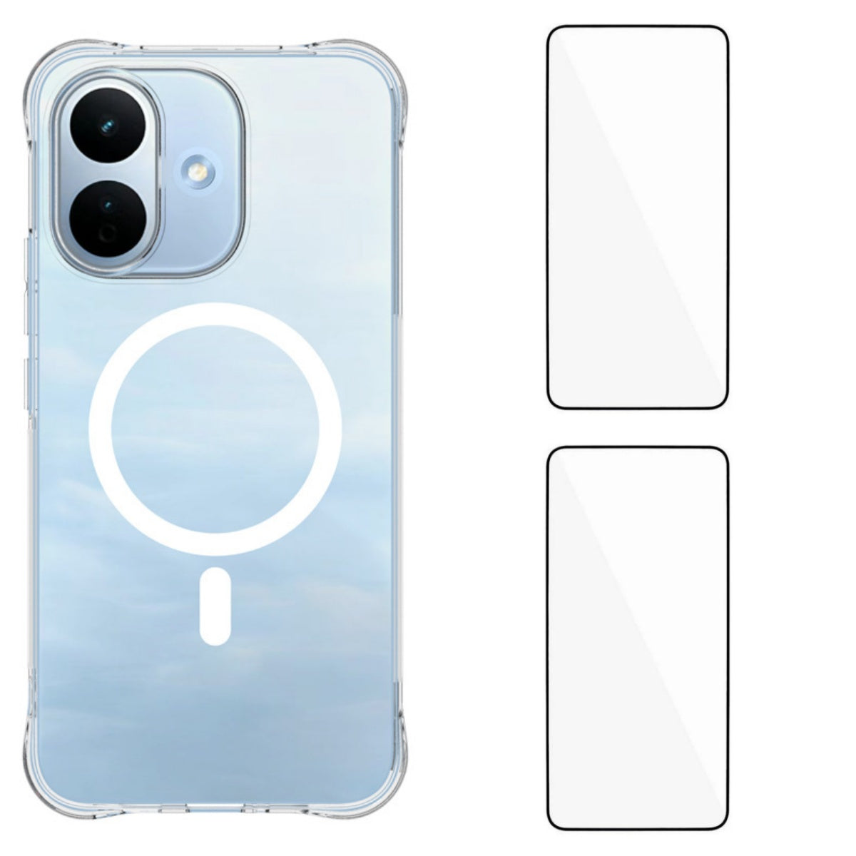 WANLONFENG for Xiaomi Redmi Note 17 Pro 5G WL1 Series 2.0mm Magnetic Case Clear TPU Phone Back Cover with 2Pcs Screen Films