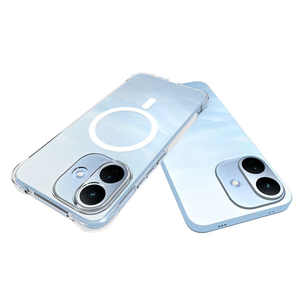 WANLONFENG for Xiaomi Redmi Note 17 Pro 5G WL1 Series 2.0mm Magnetic Case Clear TPU Phone Back Cover with 2Pcs Screen Films