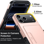 For iPhone 18 Pro Max / 17 Pro Max Case Slide Card Holder Military Drop Protection PC + TPU Phone Cover