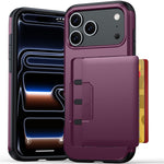 For iPhone 18 Pro Max / 17 Pro Max Case Slide Card Holder Military Drop Protection PC + TPU Phone Cover