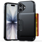 For iPhone 17 Case Slide Card Holder Military Drop Protection PC + TPU Phone Cover