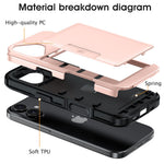 For iPhone 16 Case Slide Card Holder Military Drop Protection PC + TPU Phone Cover