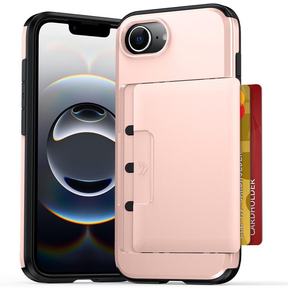 For iPhone 17e  /  16e Case Slide Card Holder Military Drop Protection PC + TPU Phone Cover