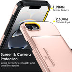 For iPhone 17e  /  16e Case Slide Card Holder Military Drop Protection PC + TPU Phone Cover