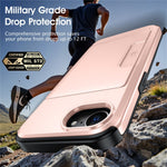 For iPhone 17e  /  16e Case Slide Card Holder Military Drop Protection PC + TPU Phone Cover
