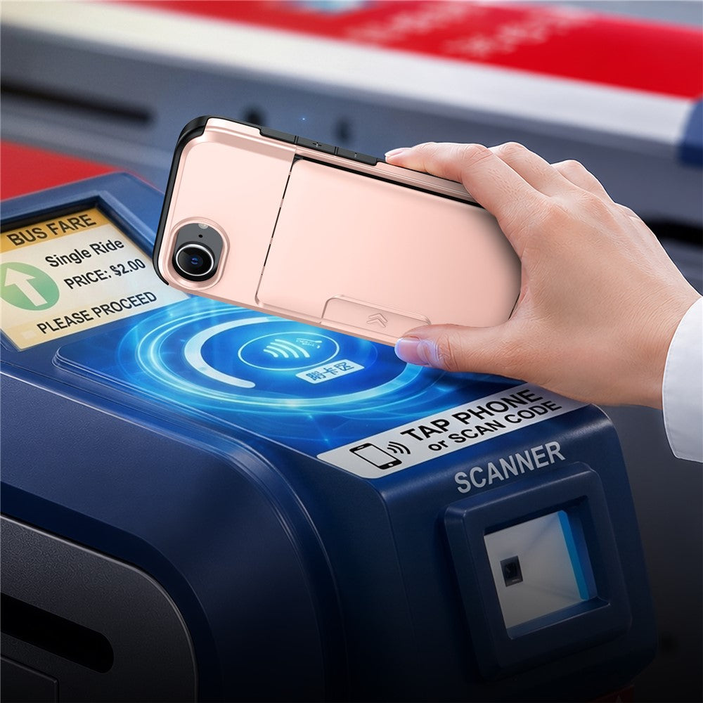 For iPhone 17e  /  16e Case Slide Card Holder Military Drop Protection PC + TPU Phone Cover