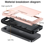 For iPhone 17e  /  16e Case Slide Card Holder Military Drop Protection PC + TPU Phone Cover