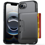 For iPhone 17e  /  16e Case Slide Card Holder Military Drop Protection PC + TPU Phone Cover