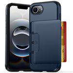 For iPhone 17e  /  16e Case Slide Card Holder Military Drop Protection PC + TPU Phone Cover
