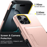 iPhone 16 Pro-skal med korthållare, militärt fallskydd, PC + TPU-mobilskal