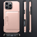 iPhone 16 Pro-skal med korthållare, militärt fallskydd, PC + TPU-mobilskal