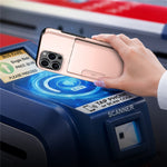 For iPhone 16 Pro Max Case Slide Card Holder Military Drop Protection PC + TPU Phone Cover