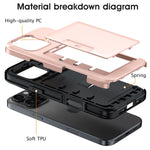 For iPhone 16 Pro Max Case Slide Card Holder Military Drop Protection PC + TPU Phone Cover