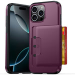 For iPhone 16 Pro Max Case Slide Card Holder Military Drop Protection PC + TPU Phone Cover