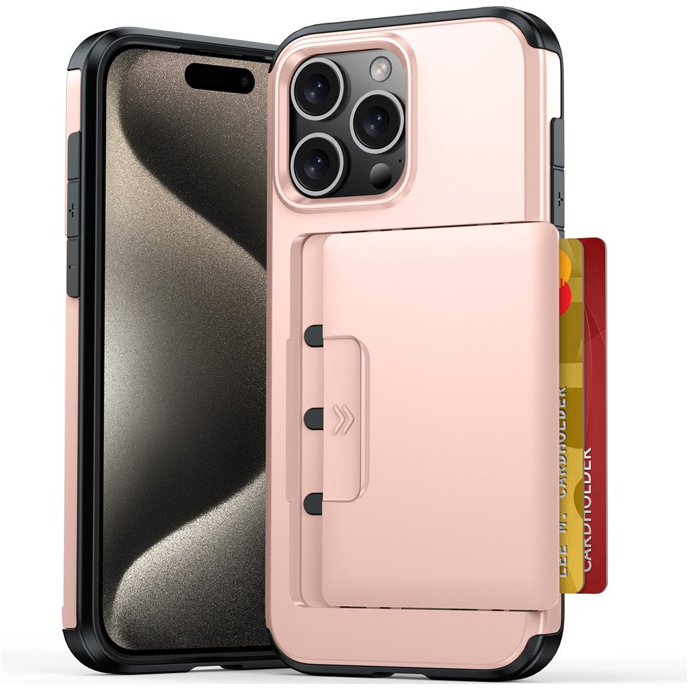 Til iPhone 15 Pro Cover Skydeligt Kortholder Militær Faldsikring PC + TPU Telefoncover