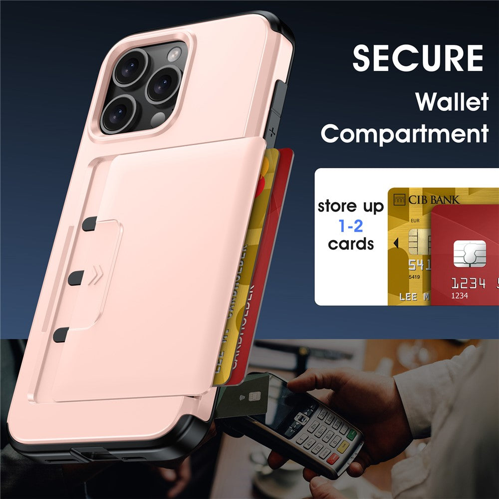 Til iPhone 15 Pro Cover Skydeligt Kortholder Militær Faldsikring PC + TPU Telefoncover