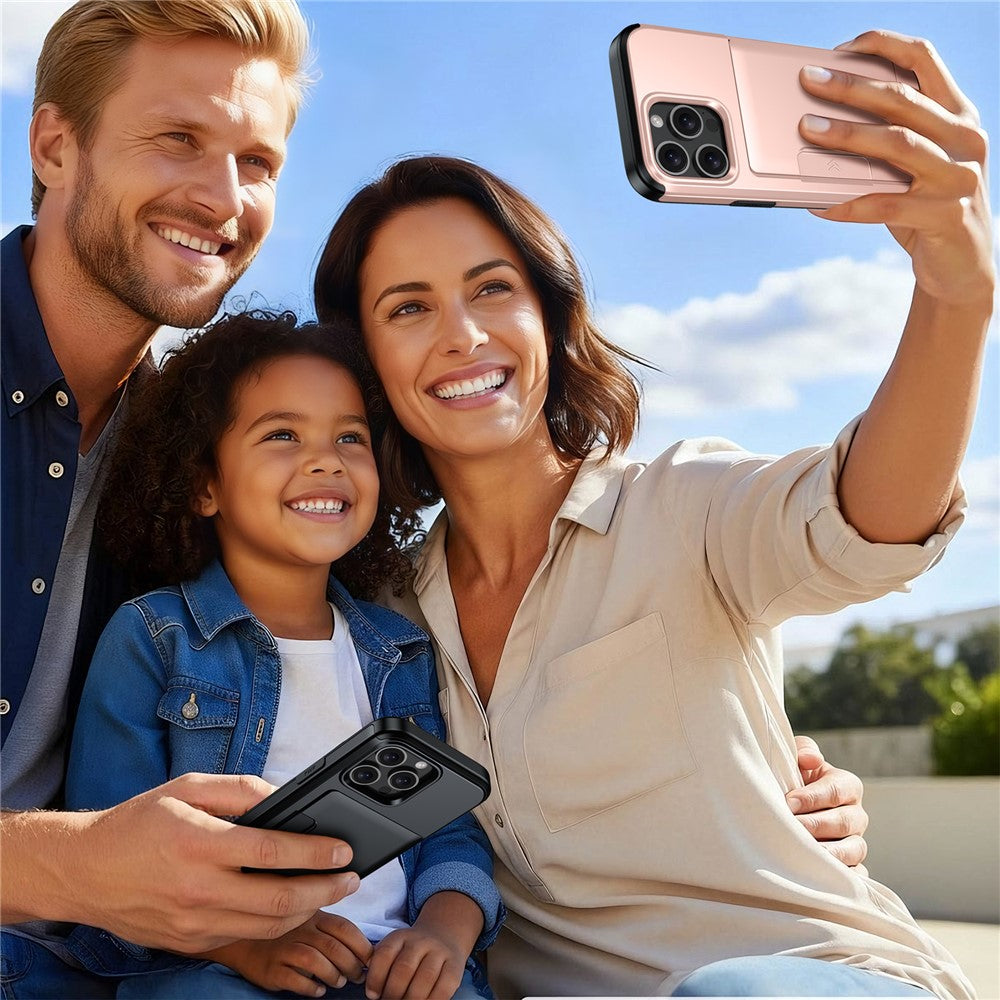 Til iPhone 15 Pro Cover Skydeligt Kortholder Militær Faldsikring PC + TPU Telefoncover