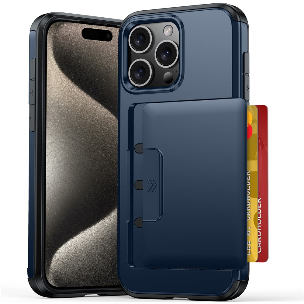 Til iPhone 15 Pro Cover Skydeligt Kortholder Militær Faldsikring PC + TPU Telefoncover