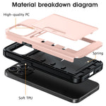 Til iPhone 15 Pro Max cover med skydende kortholder Militær faldbeskyttelse PC + TPU telefoncover