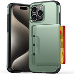 Til iPhone 15 Pro Max cover med skydende kortholder Militær faldbeskyttelse PC + TPU telefoncover