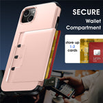 For iPhone 13  /  14 Case Slide Card Holder Military Drop Protection PC + TPU Phone Cover