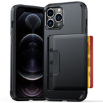 For iPhone 14 Pro Max Case Slide Card Holder Military Drop Protection PC + TPU Phone Cover